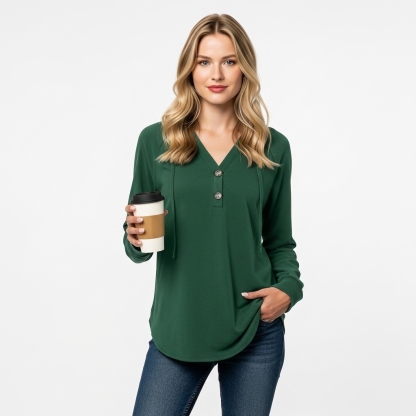 Plaid Tunic Hoodie Loose Fit Pullover