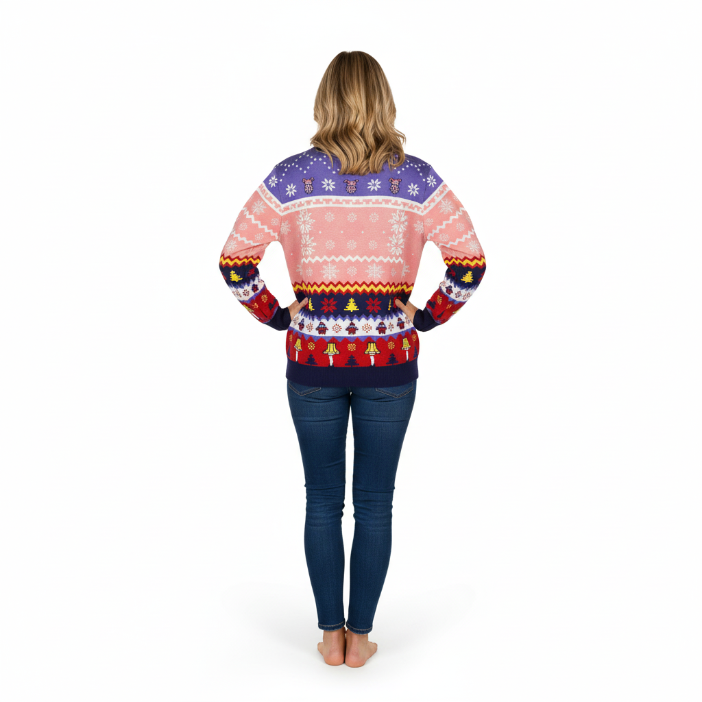 Womens Funny Christmas Green Elf Knitted Sweater 