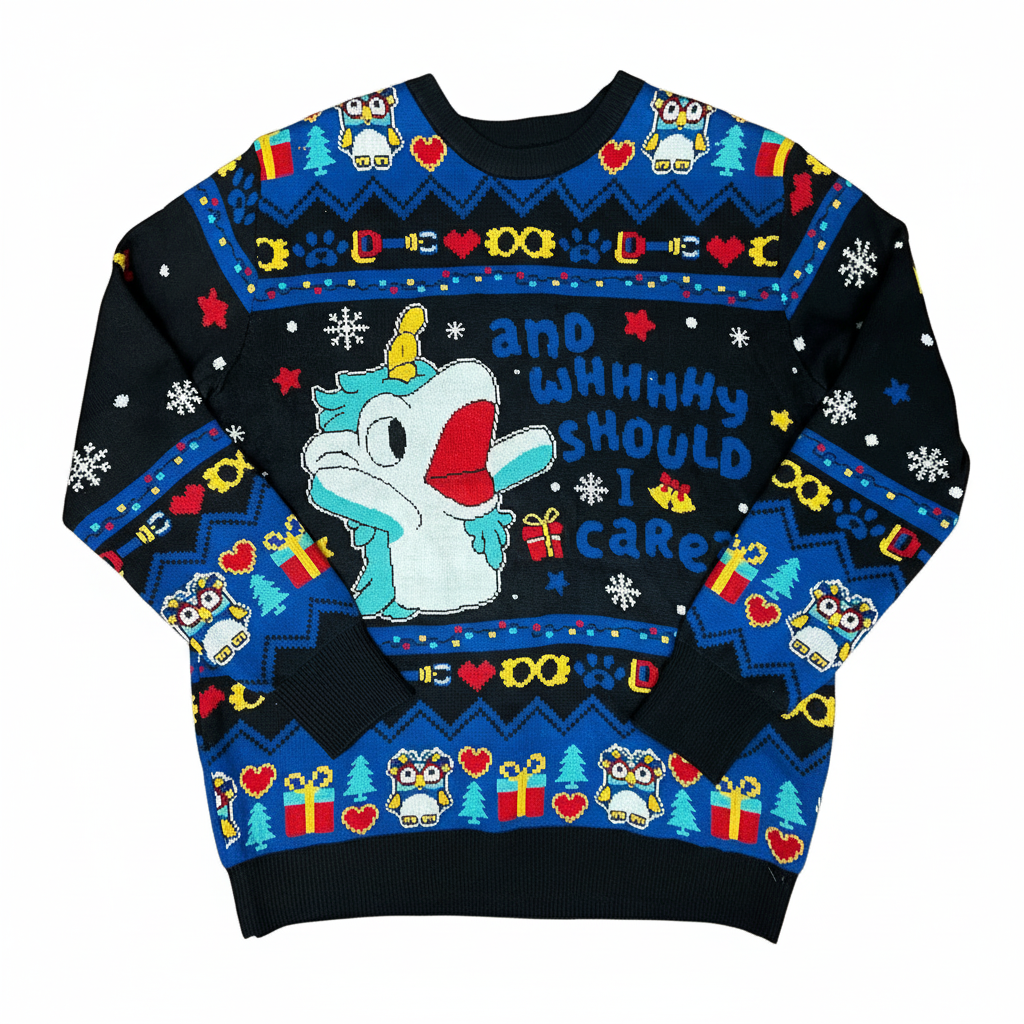 Womens Funny Christmas Green Elf Knitted Sweater 