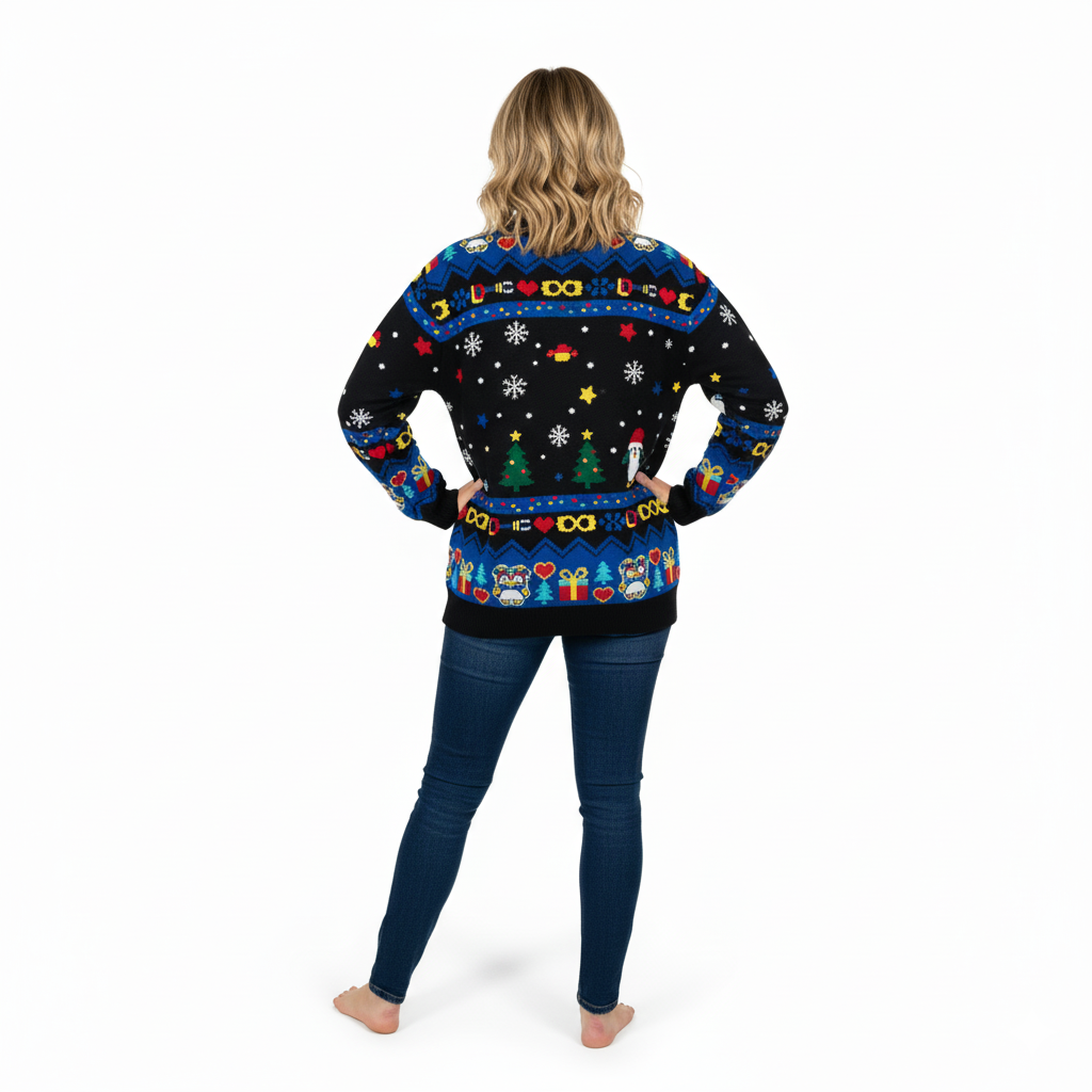 Womens Funny Christmas Green Elf Knitted Sweater 