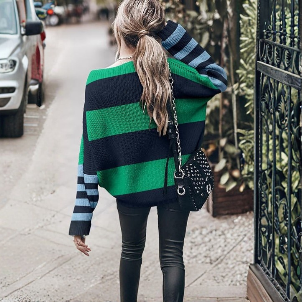 Oversized Chunky Knit Sweater With Batwing Sleeve For Women