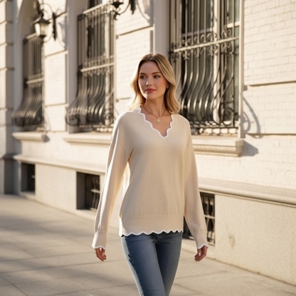 Casual Long Sleeve Lightweight Sweaters For Women