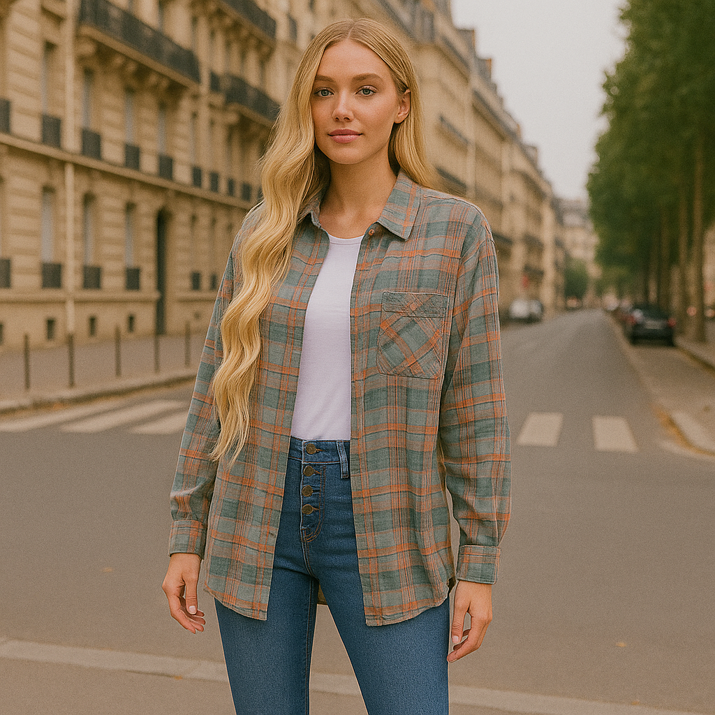 Oversized Raw Edge Washed Shirt Jacket with Utility Pockets