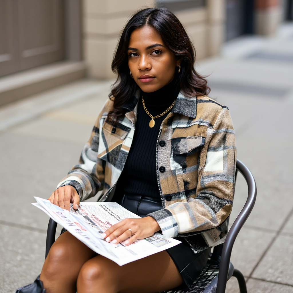 Plaid Button Down Cropped Jacket