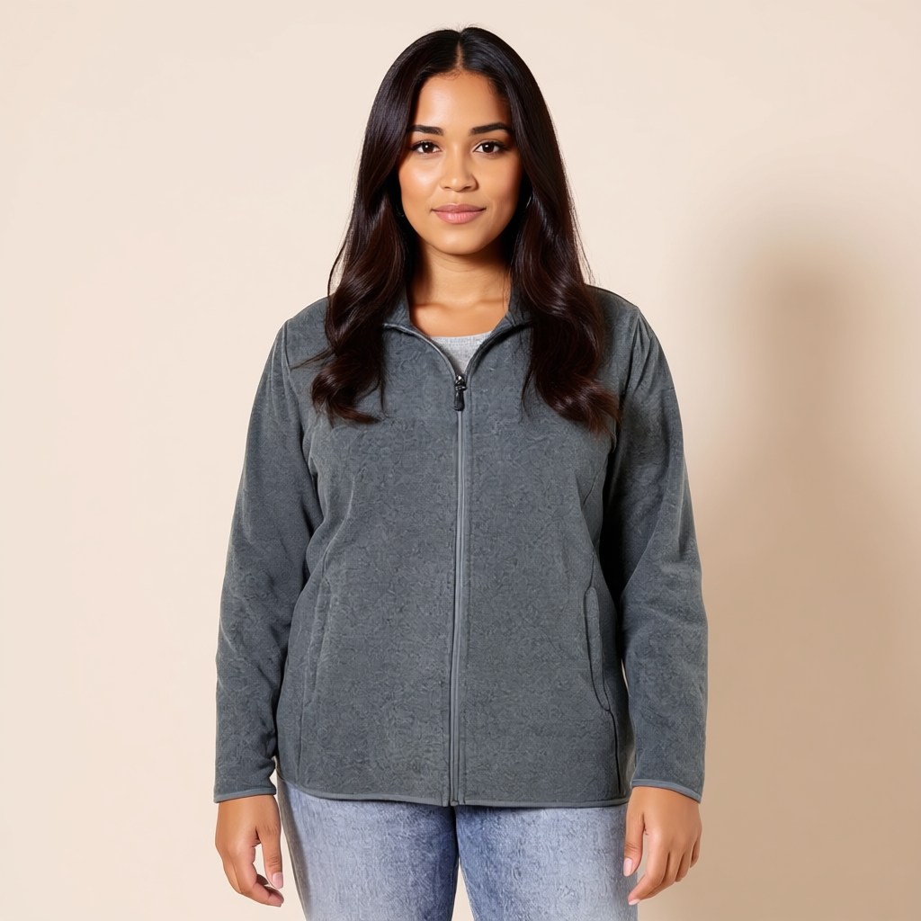 Classic Fit Full Zip Polar Fleece Jacket For Women