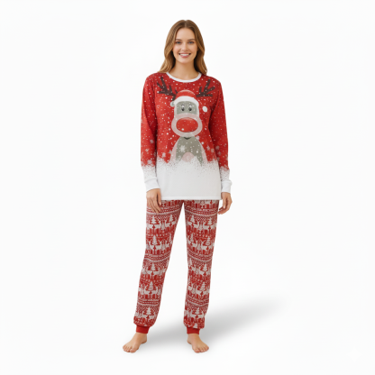 All Over Print Christmas Reindeer and Snowflake Pattern Family Matching Pajama Set