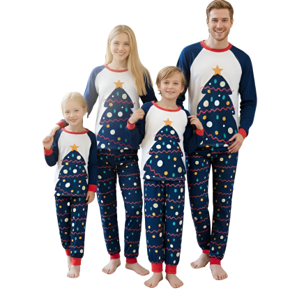 All Over Print Christmas Tree Design Family Matching Pajama Set