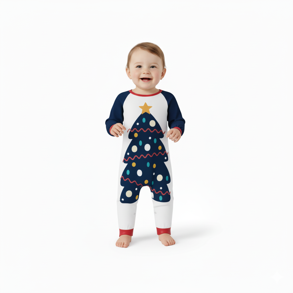 All Over Print Christmas Tree Design Family Matching Pajama Set