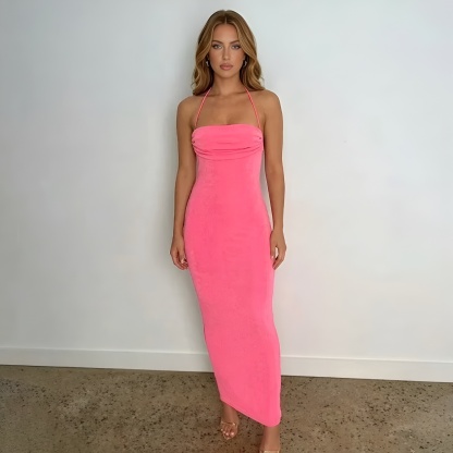 Backless Drape Maxi Dress With Adjustable Straps