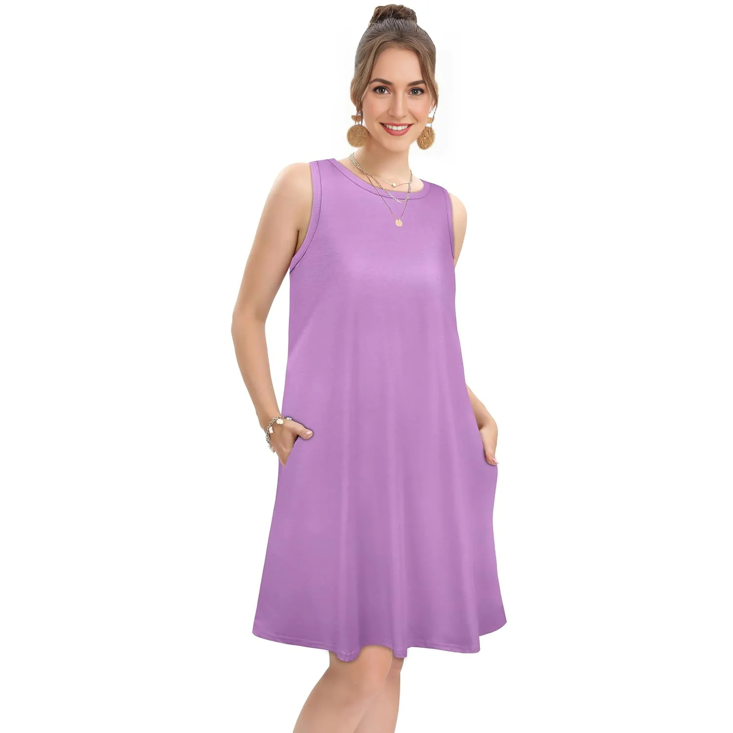Beach Casual Sundress With Pocket For Women