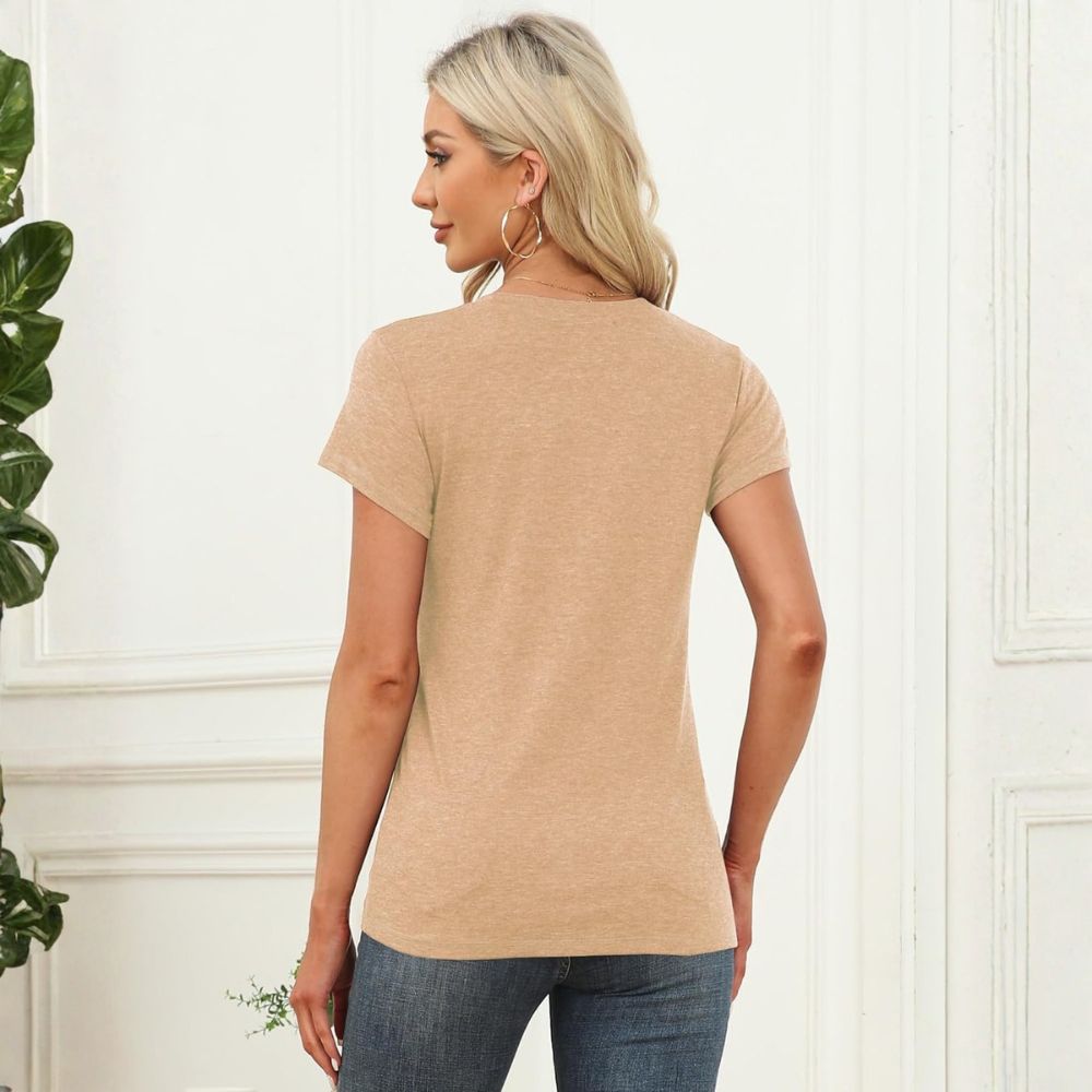 Women's Short Sleeve Tops Summer T-Shirts Round Neck Causal Fashion