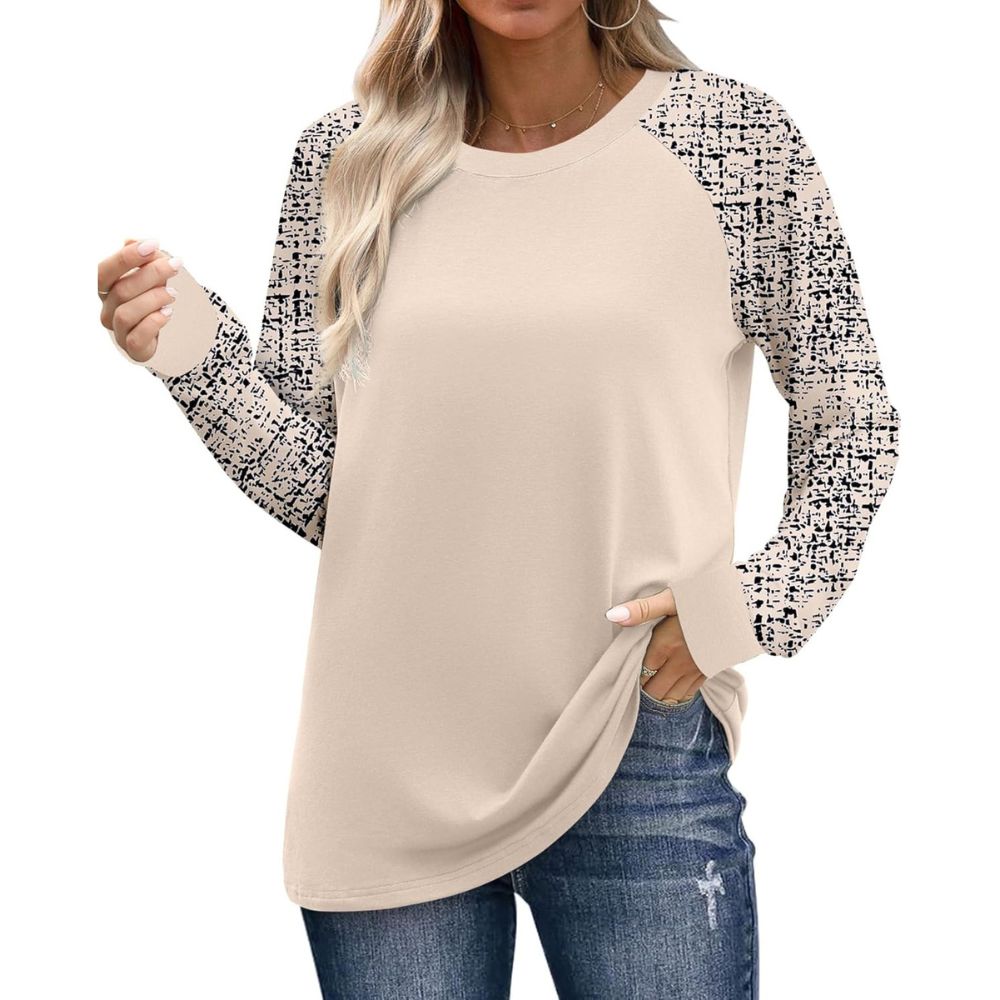 Long Sleeve Shirts for Women Color Tops Casual Crewneck Basic Tees
