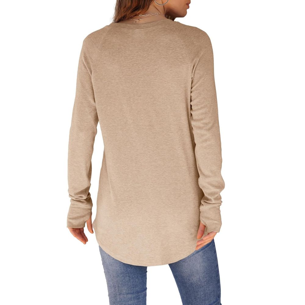 Women's Tunic Tops Long Sleeve Thumb Hole Shirts Crew Neck