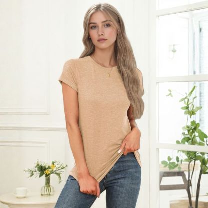 Women's Short Sleeve Tops Summer T-Shirts Round Neck Causal Fashion