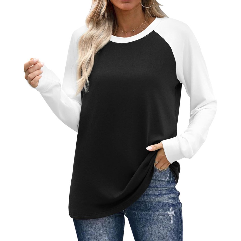 Long Sleeve Shirts for Women Color Tops Casual Crewneck Basic Tees