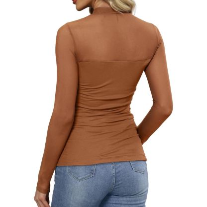 Mesh Long Sleeve Shirts Fashion Clothing Turtle Necks