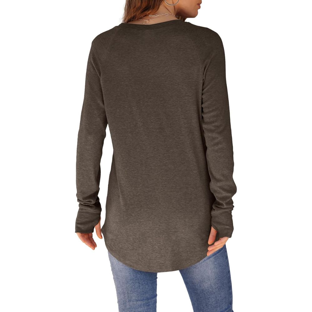 Women's Tunic Tops Long Sleeve Thumb Hole Shirts Crew Neck