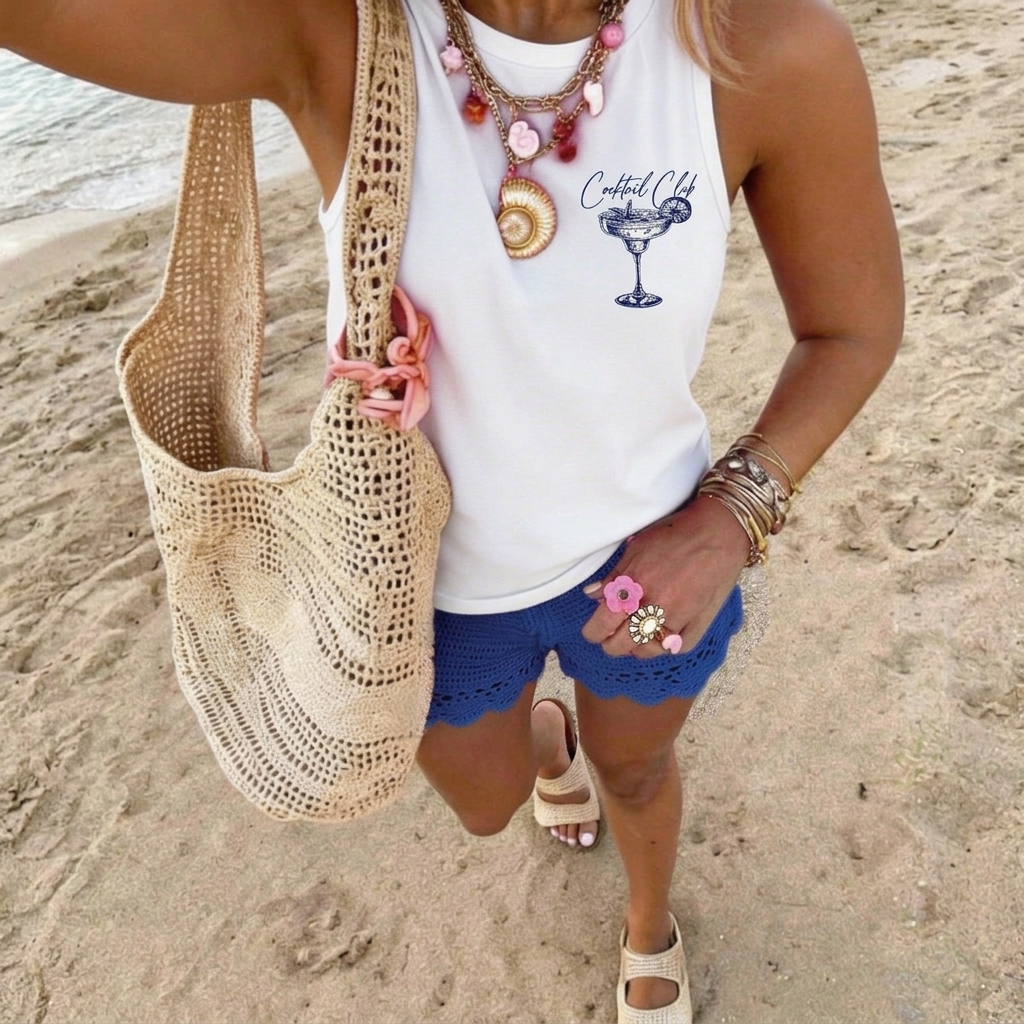 Casual Letter and Floral Print Tank Top