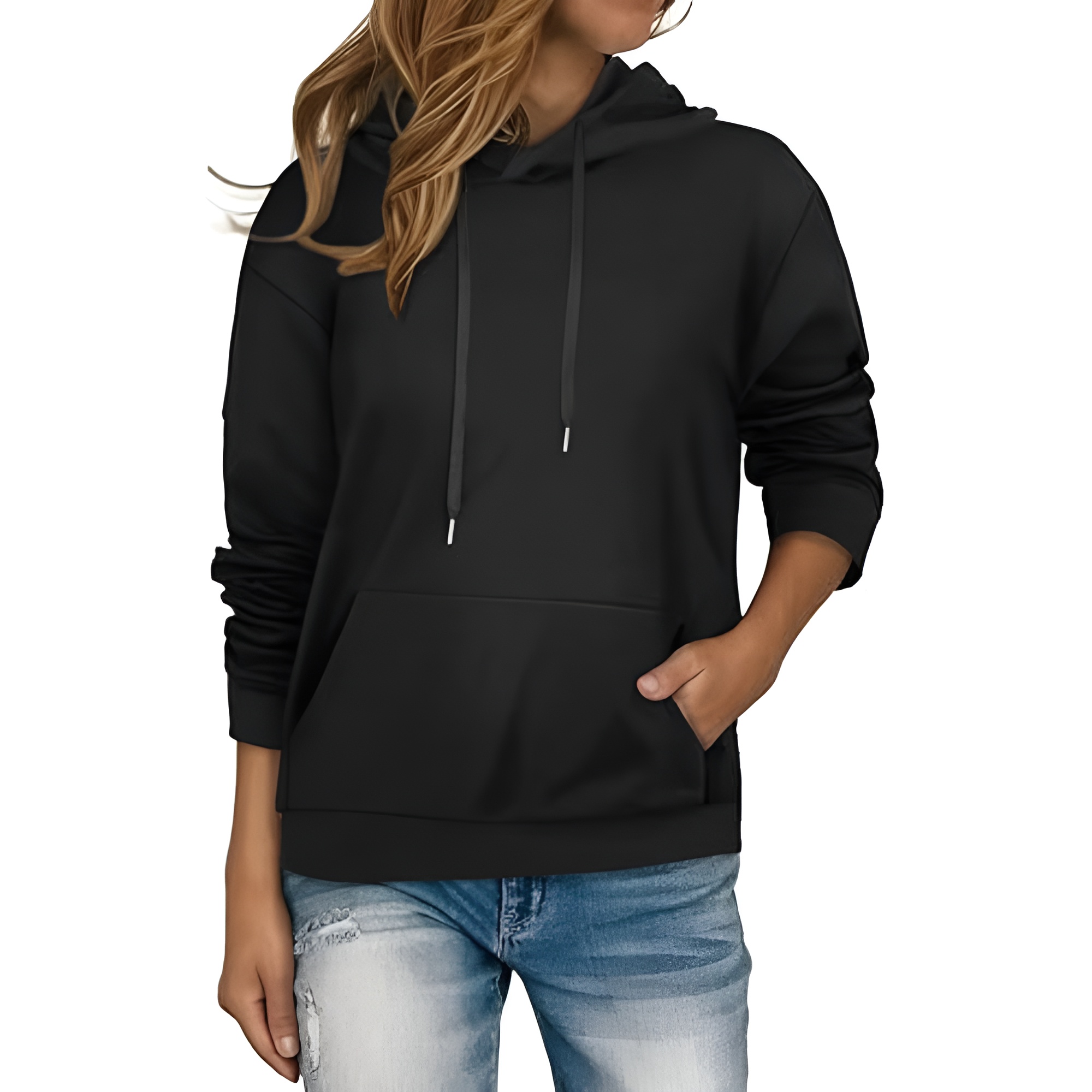 Casual Loose Fit Hoodies With Pullover Style And Drawstring For Women