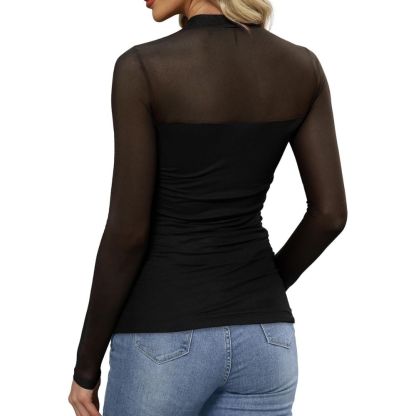 Mesh Long Sleeve Shirts Fashion Clothing Turtle Necks