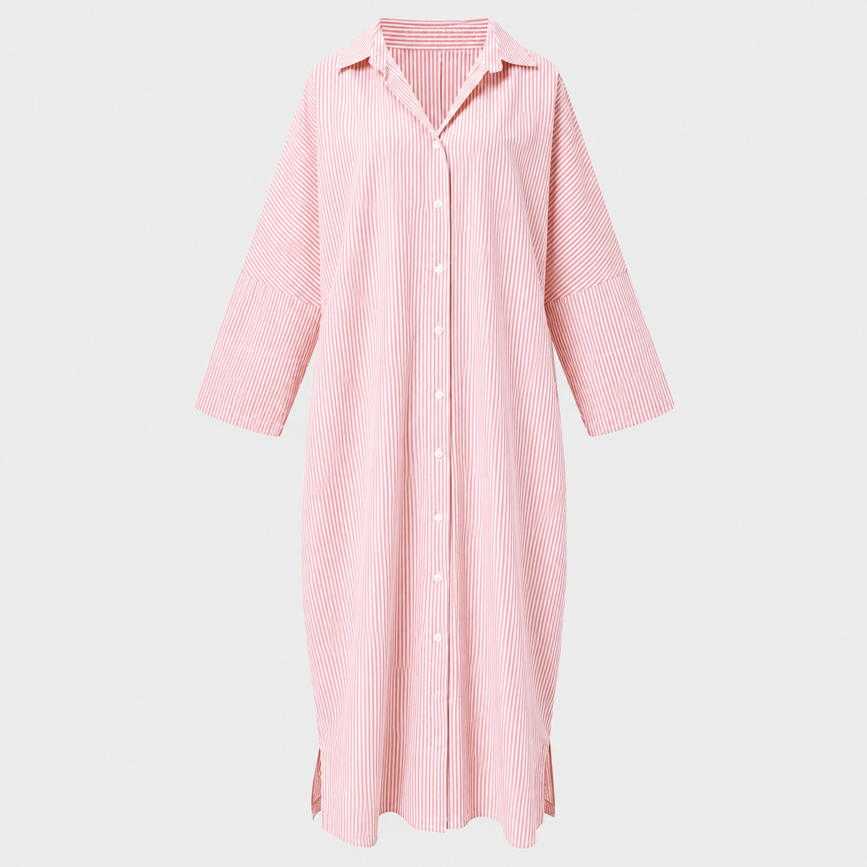Casual Striped Long Sleeve Button Down Maxi Dress