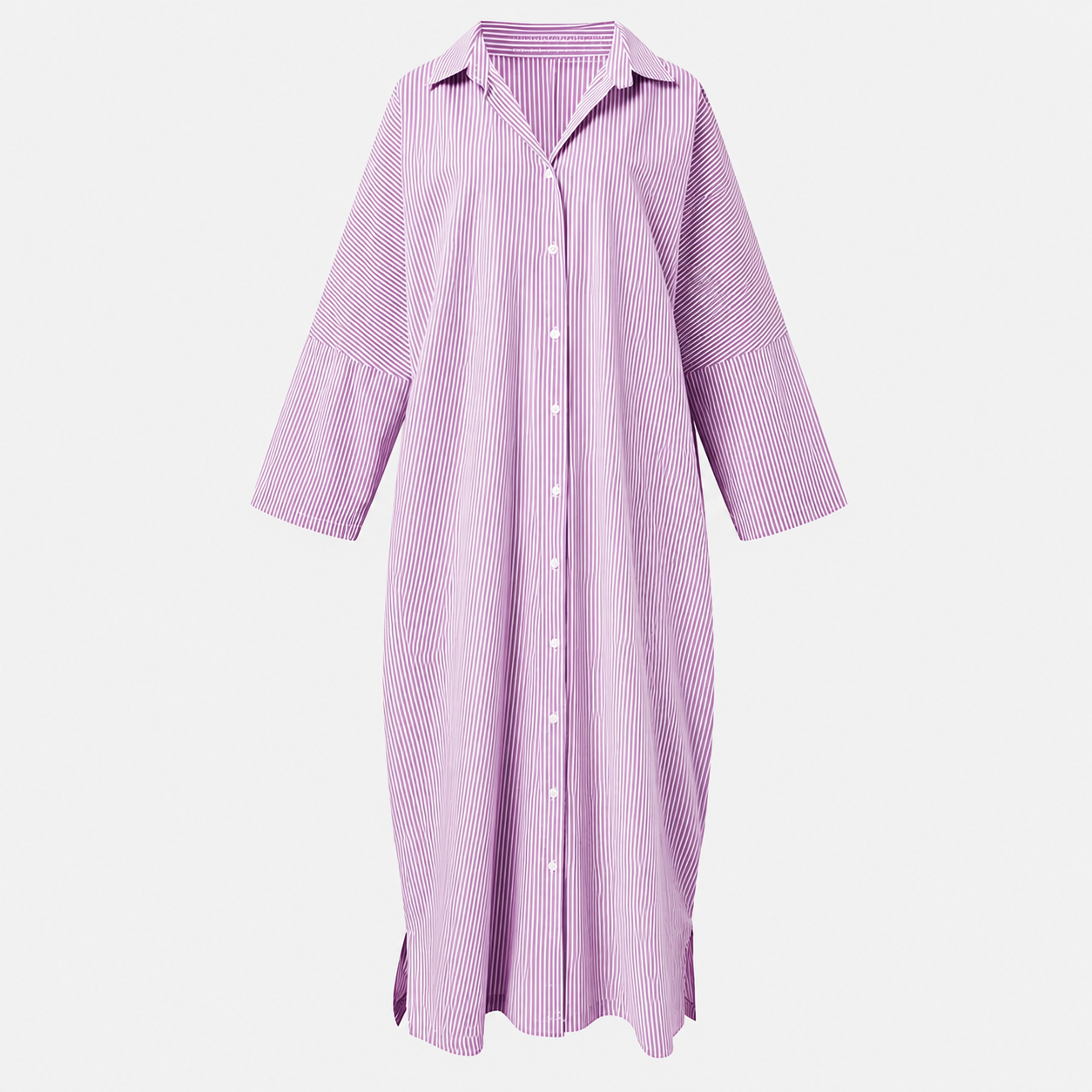 Casual Striped Long Sleeve Button Down Maxi Dress