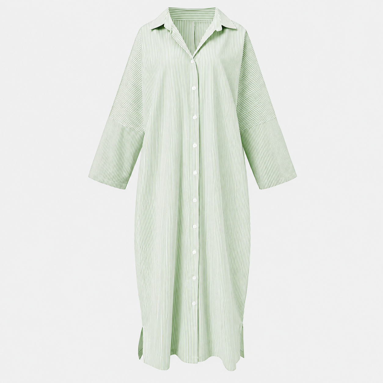 Casual Striped Long Sleeve Button Down Maxi Dress