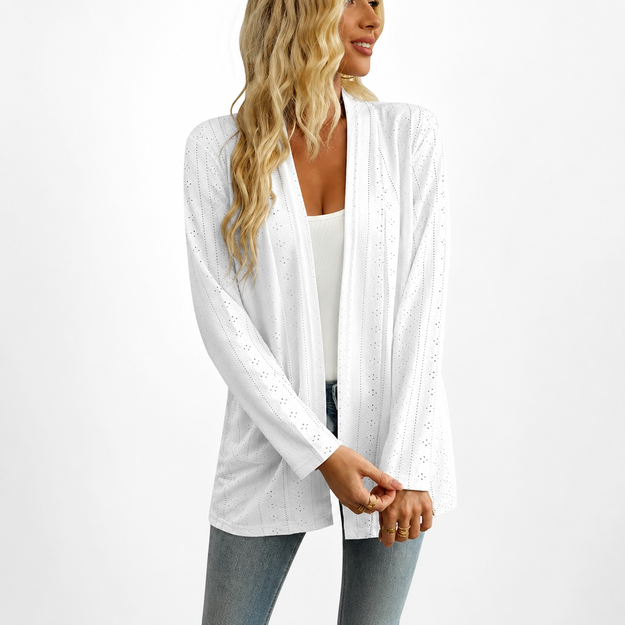 Casual Lightweight Open Front Long Sleeve Cardigan With Pockets For Women