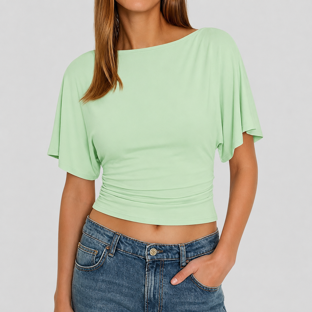 Soft Summer Wrap Short Sleeve Top For Women