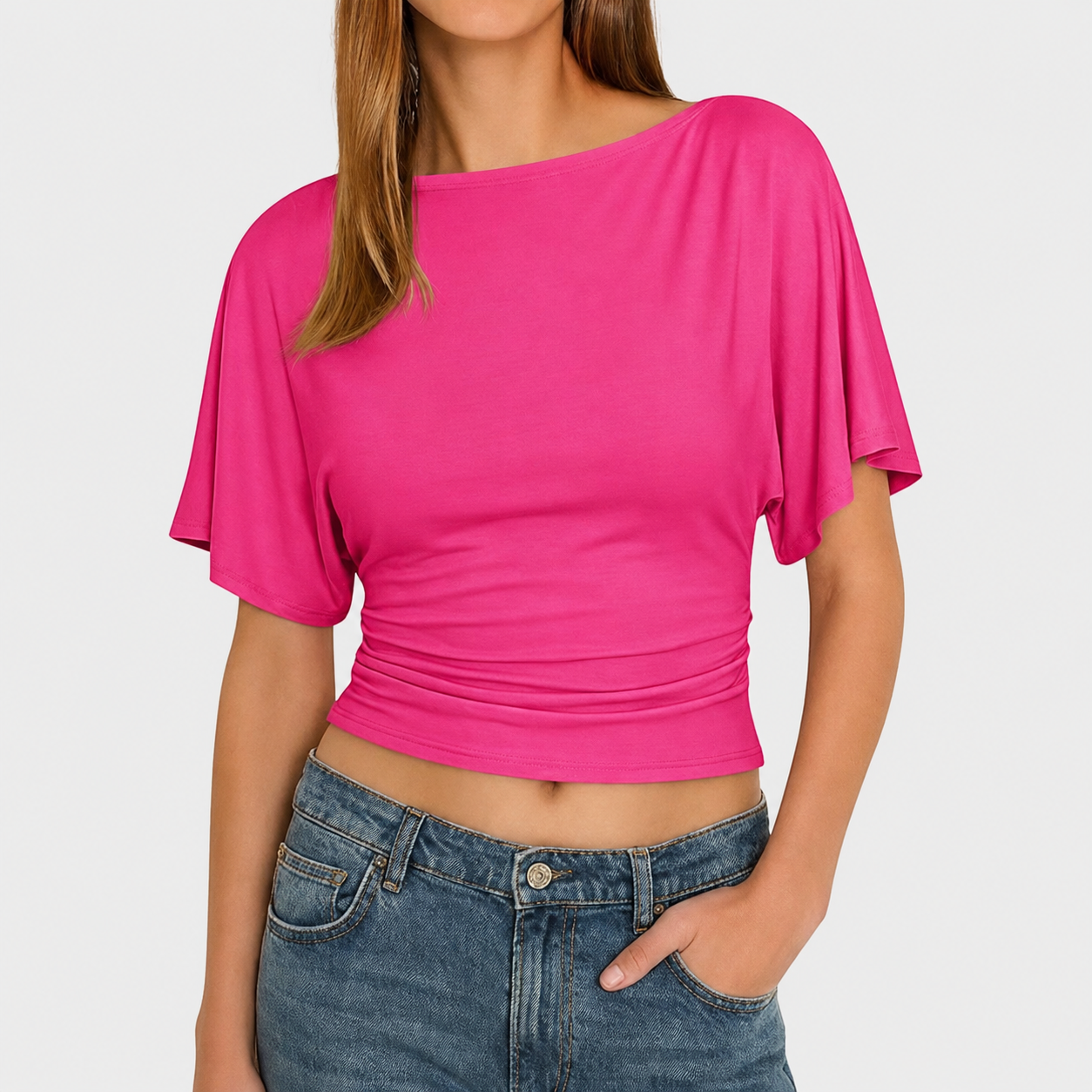 Soft Summer Wrap Short Sleeve Top For Women