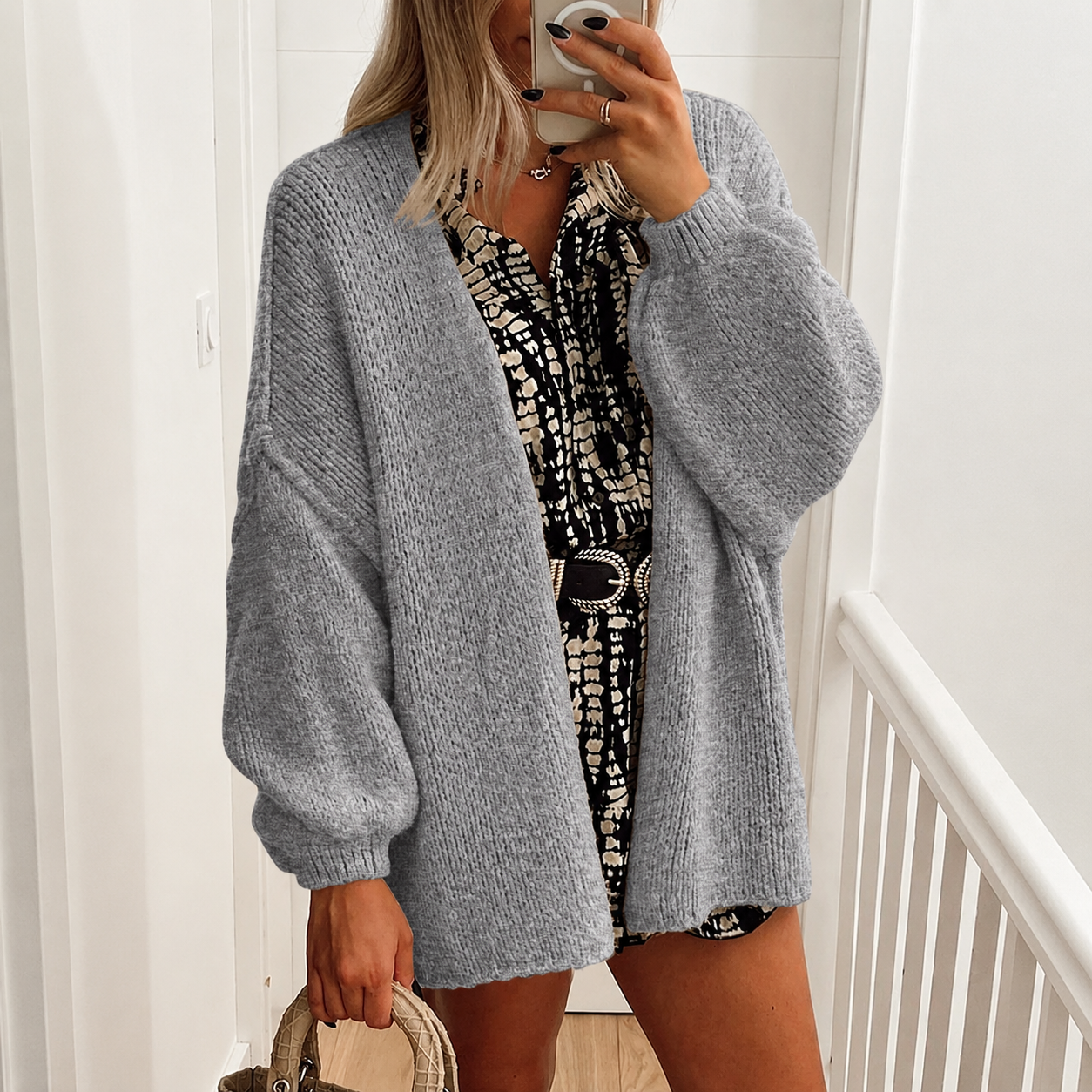 Casual Baggy Loose Fit Long Sleeve Cardigan Sweater For Women