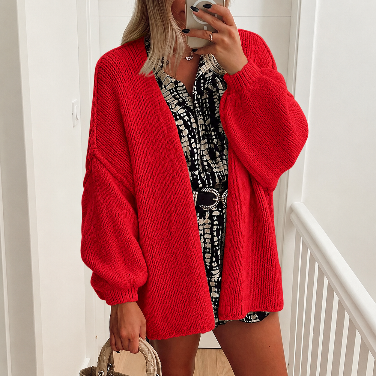 Casual Baggy Loose Fit Long Sleeve Cardigan Sweater For Women