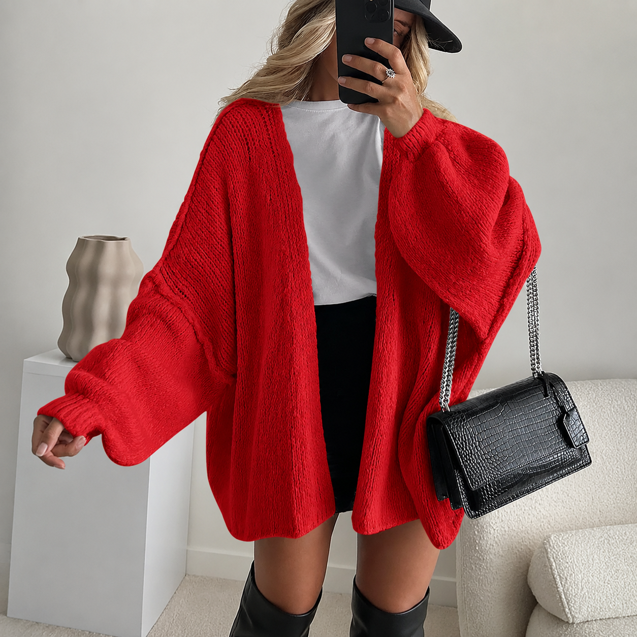 Casual Baggy Loose Fit Long Sleeve Cardigan Sweater For Women