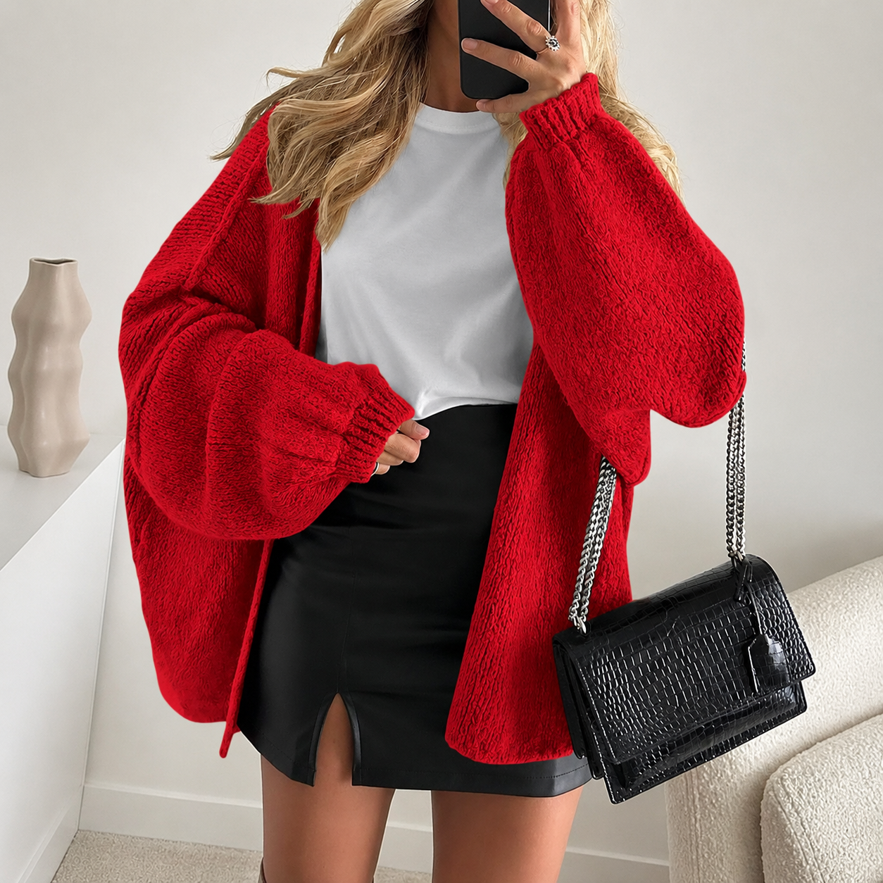 Casual Baggy Loose Fit Long Sleeve Cardigan Sweater For Women