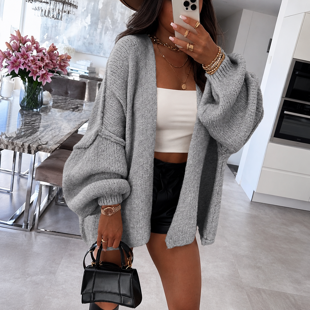 Casual Baggy Loose Fit Long Sleeve Cardigan Sweater For Women