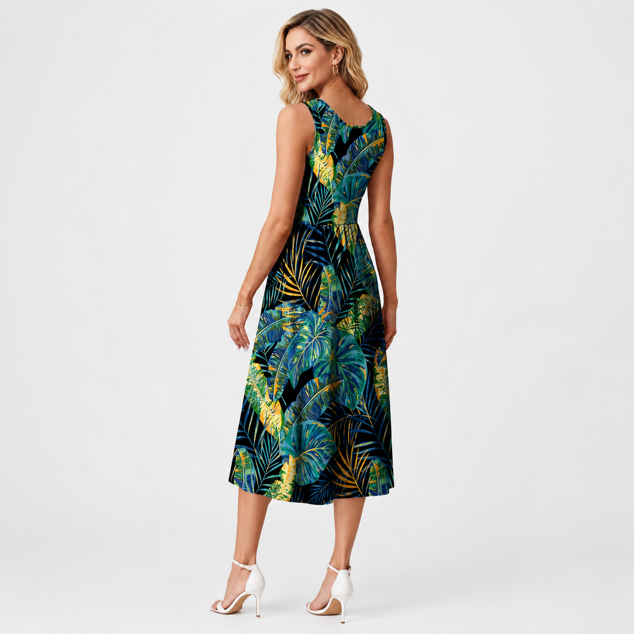 Casual Midi Flowy Beach Dress With Pocket For Women
