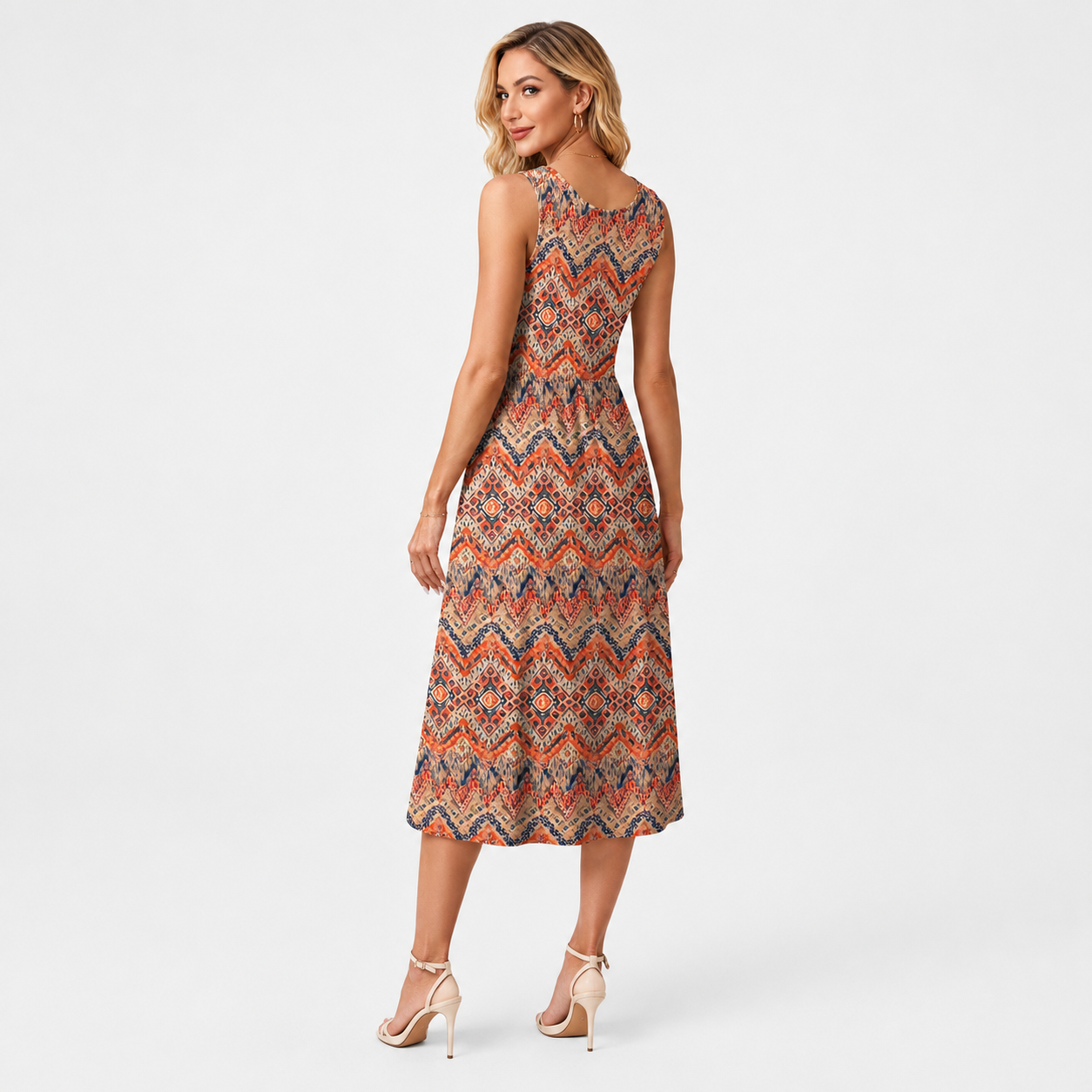 Casual Midi Flowy Beach Dress With Pocket For Women