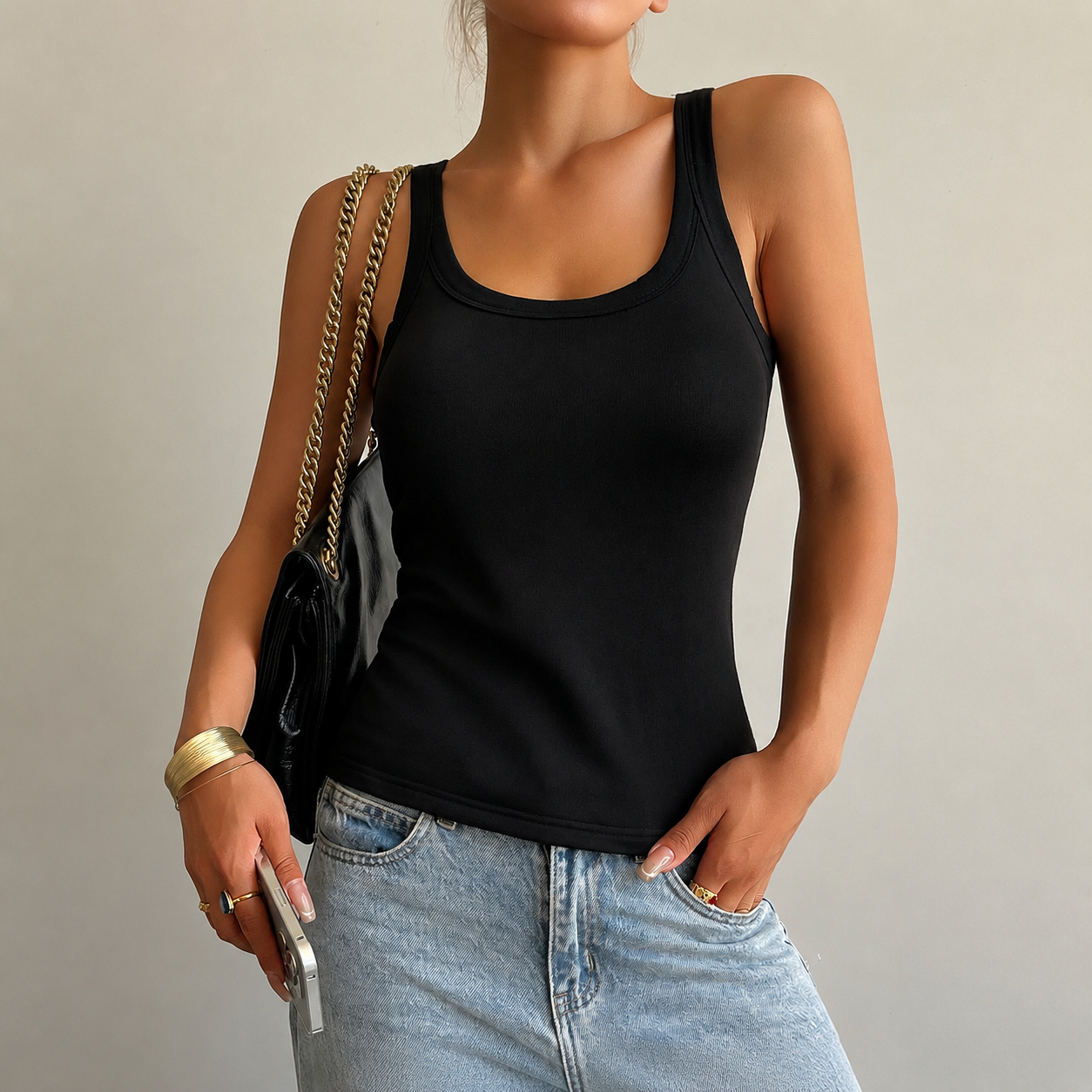 Casual Versatile Plain Tank Top For Women