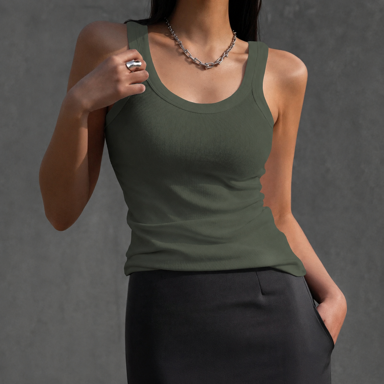 Casual Versatile Plain Tank Top For Women