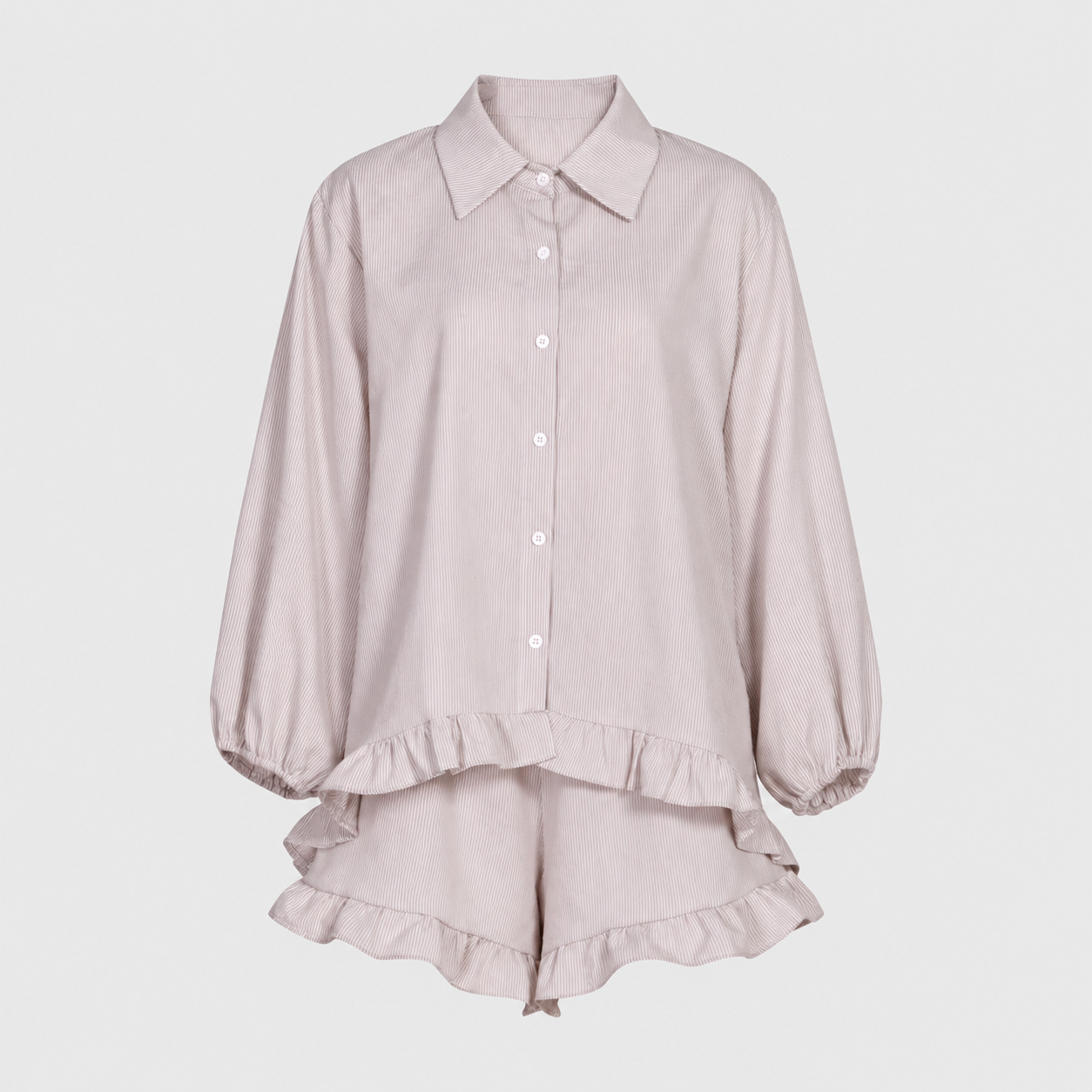 Classic Striped Bubble Sleeve Stylish Blouse For Women