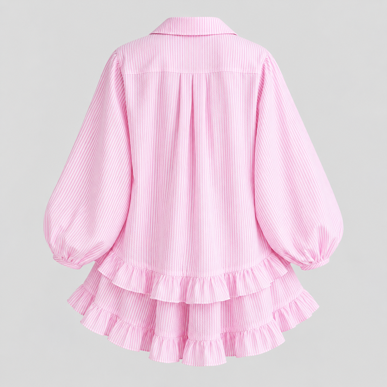 Classic Striped Bubble Sleeve Stylish Blouse For Women