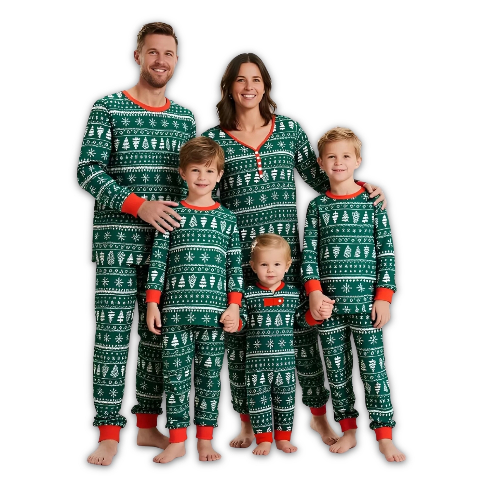 Christmas Tree And Snowflake Printed Family Matching Holiday Pajama Set