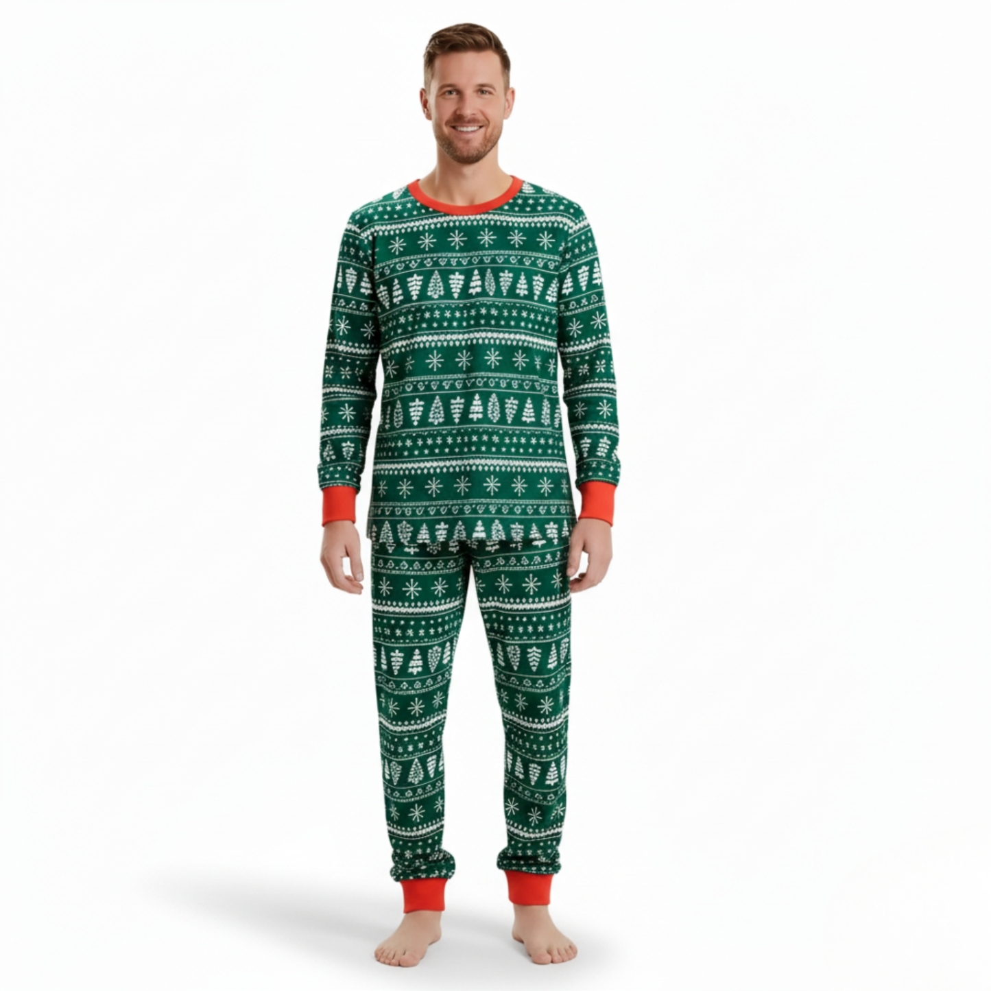 Christmas Tree And Snowflake Printed Family Matching Holiday Pajama Set