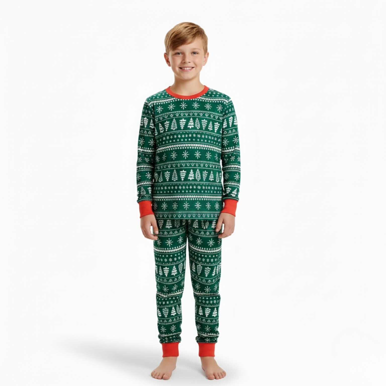 Christmas Tree And Snowflake Printed Family Matching Holiday Pajama Set