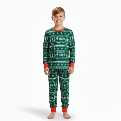 Christmas Tree And Snowflake Printed Family Matching Holiday Pajama Set