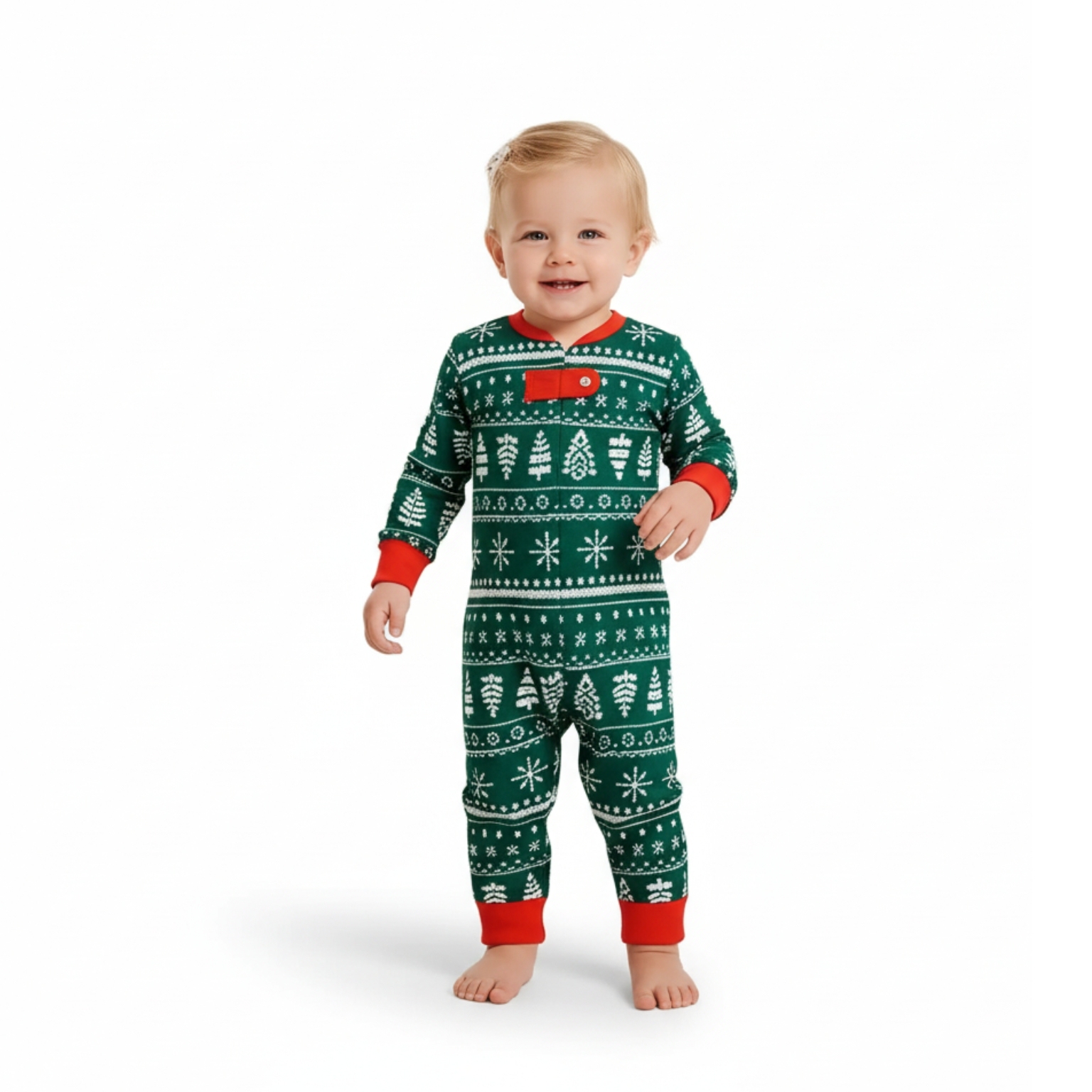 Christmas Tree And Snowflake Printed Family Matching Holiday Pajama Set