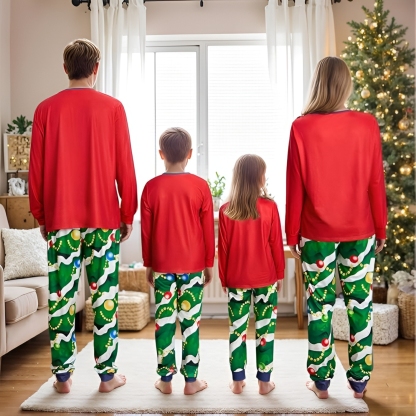 Christmas Tree Ornament Printed Family Matching Pajama Set