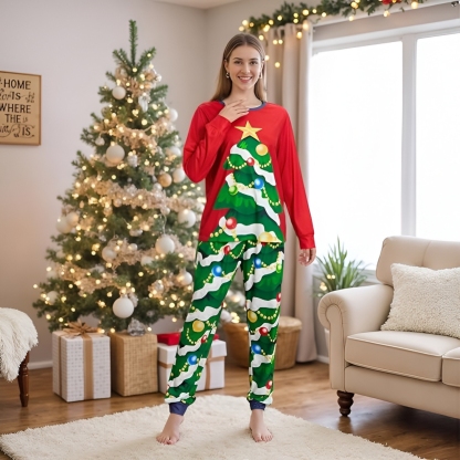 Christmas Tree Ornament Printed Family Matching Pajama Set