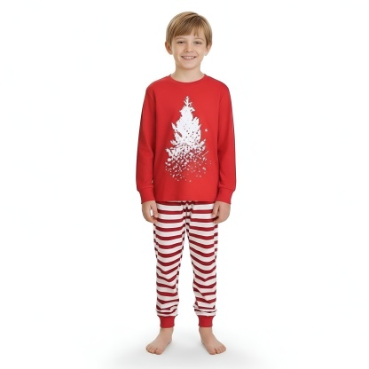 Christmas Tree Printed Striped Family Matching Pajama Set