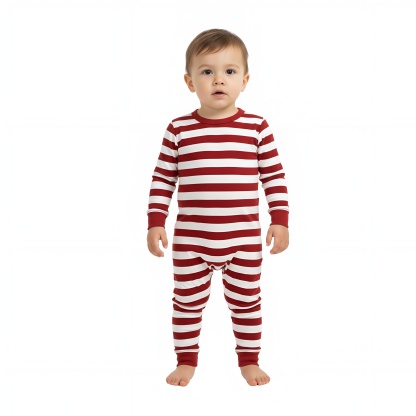 Christmas Tree Printed Striped Family Matching Pajama Set